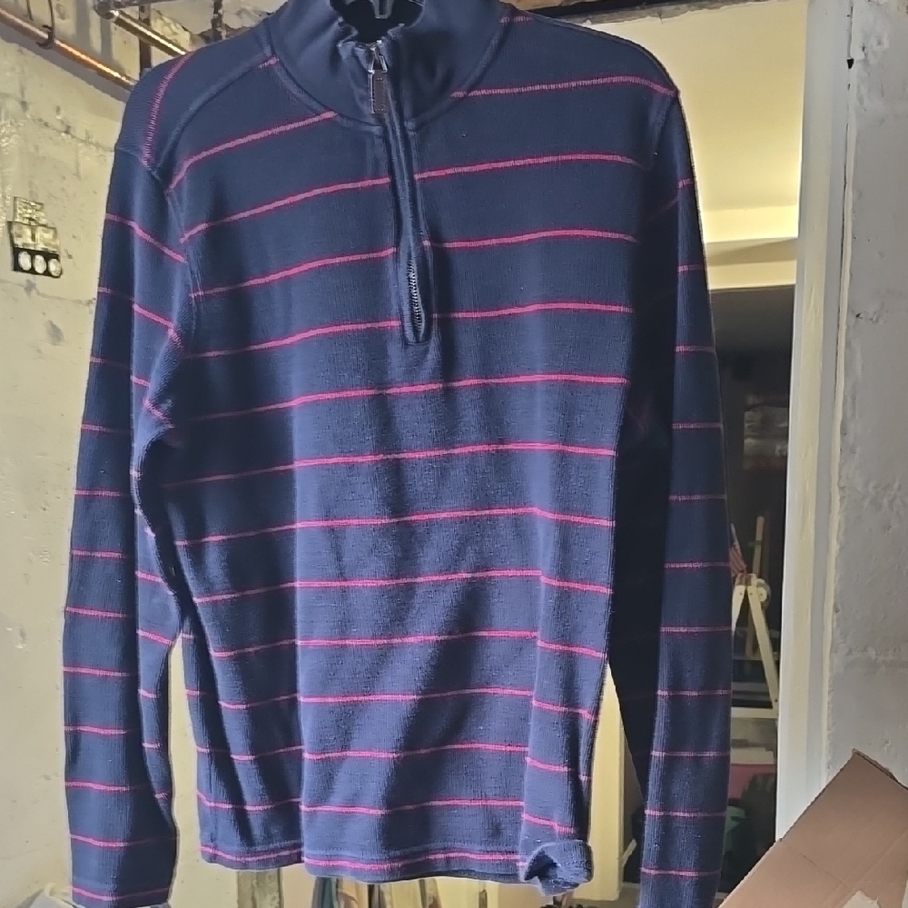 Men's Navy and Red Striped Sweater